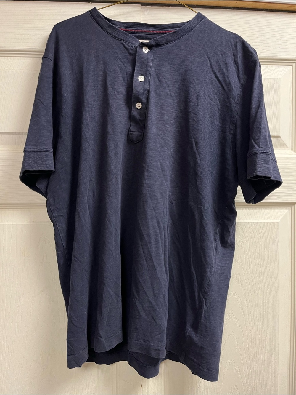 Men's Brooks Brothers Red Fleece Navy Henley Short Sleeve Shirt